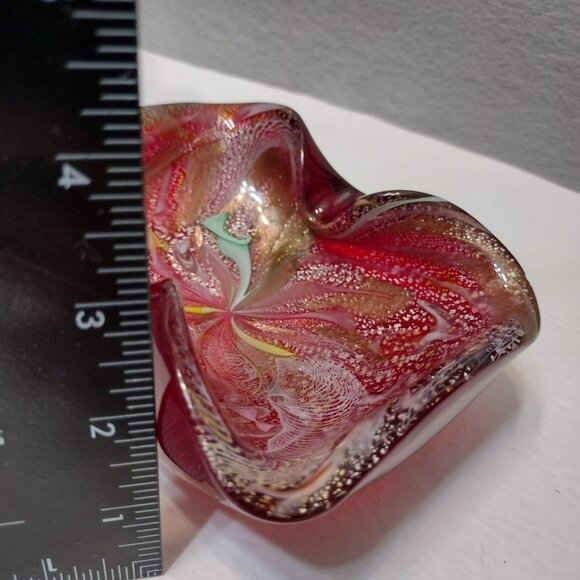 Vintage MCM Murano Red Glass Ashtray, AVEM Italy Tutti Frutti Dish, Italian Art - Picture 6 of 11